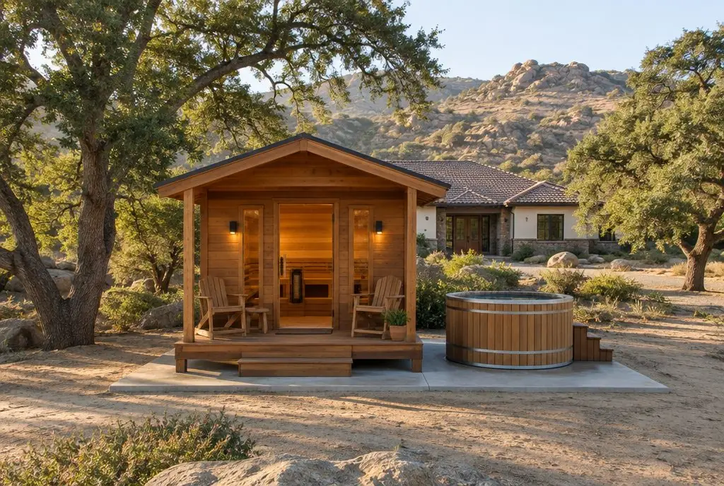 Illustration: a home sauna in a typical Sand Canyon yard